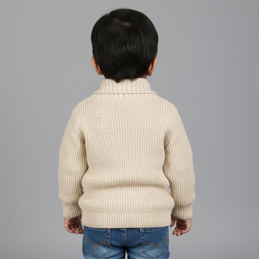 Infants Soft Beige Round Neck Classic Pullover, गहरा पीला, large image number null